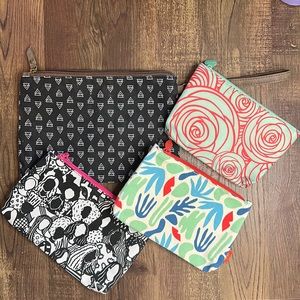 Bundle of Four Cosmetic Make Up Travel Bags Fun Patterns